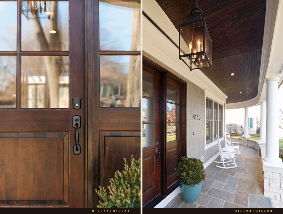 mahogany entry door porch ceiling beadboard wood