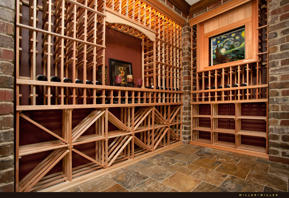 custom brick wood wine cellar