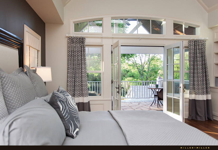 grey master bedroom upstairs terrace